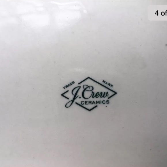 Vintage J Crew Ceramic Catch All Tray White Rope & Green - Picture 4 of 5